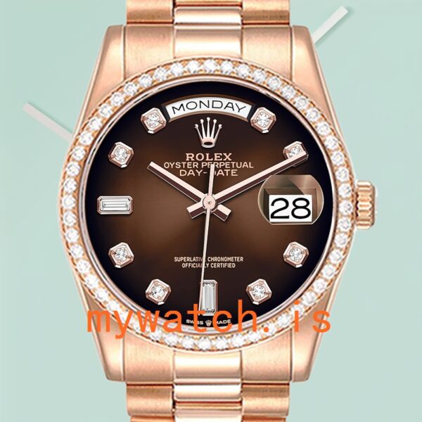 Rolex Day-Date 36mm Mens m128345rbr-0040 President Bracelet Rose Gold-tone: Original vs. Replica